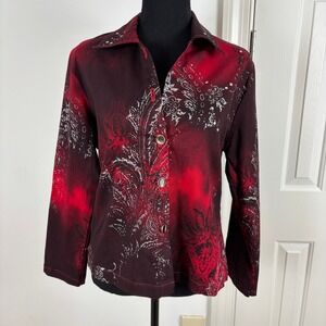 Great Cavalier St. Paul Red‎ Paisley Embellished Button Down Blouse - Small